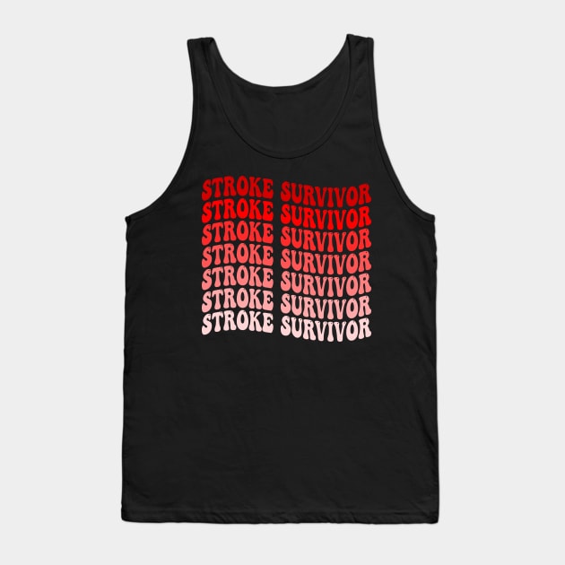 Vintage Groovy Red Awareness Ribbon Funny Stroke Survivor T-Shirt Tank Top by drag is art